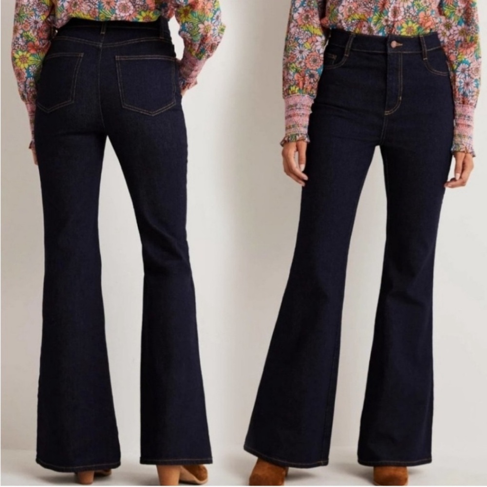 Boden Denim High Waist Smart Flare
Leg Jeans
Indigo Blue Women's Size 18